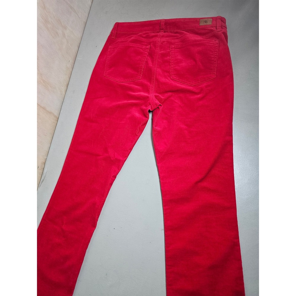 Lauren Ralph Lauren Red Corduroy Straight Leg Pants Womens Size 8 Stretch - Picture 12 of 16